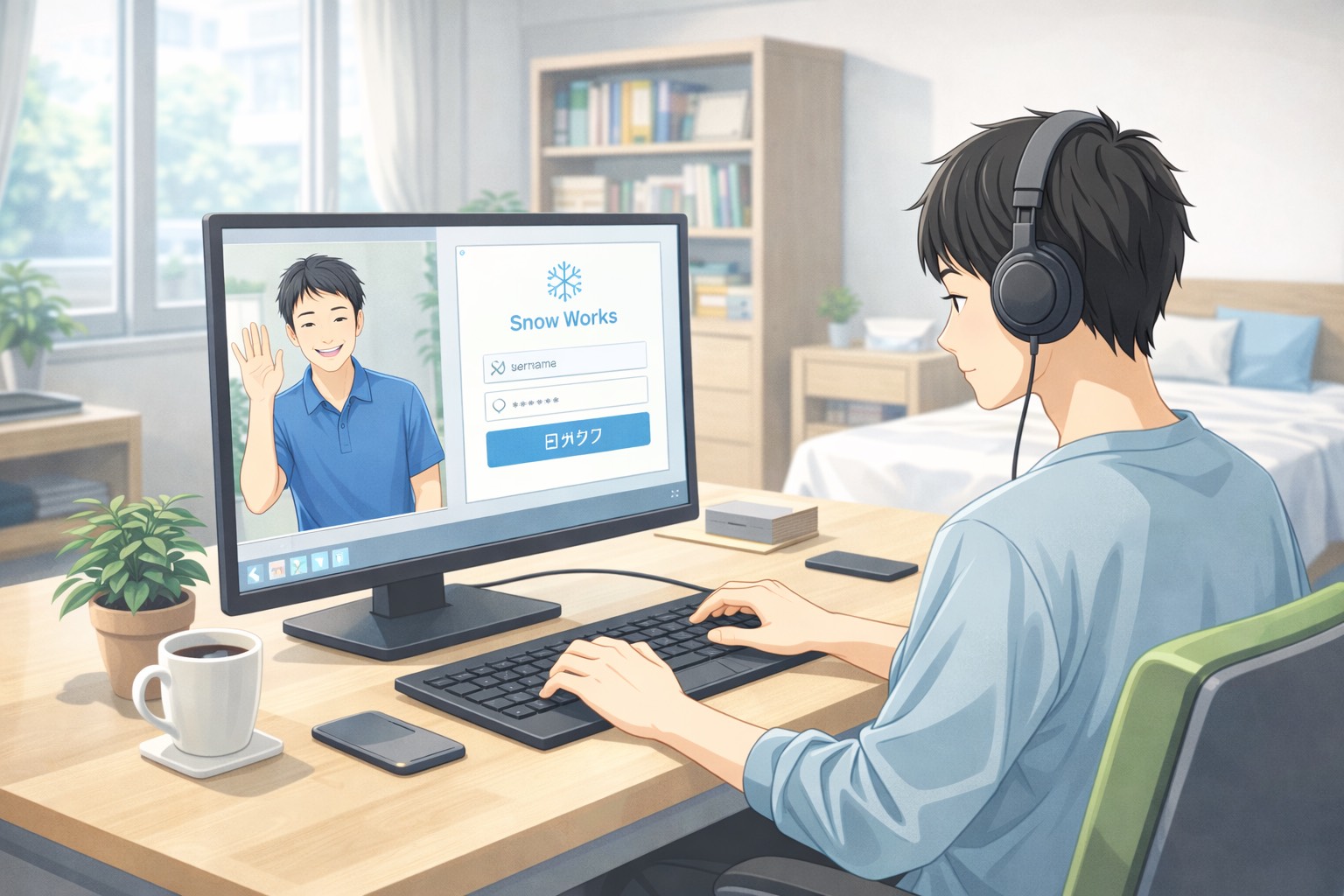 八尾市 就労継続支援B型 SnowWorks パソコン作業風景