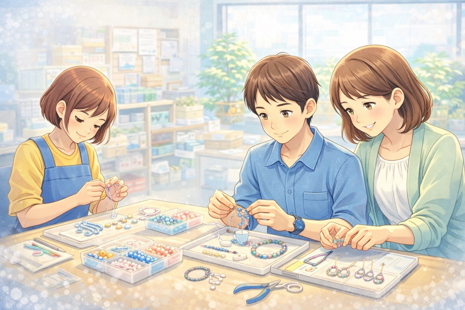 八尾市 就労継続支援B型 SnowWorks アクセサリー制作風景