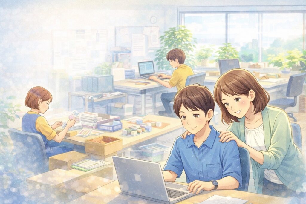 八尾市 就労継続支援B型 SnowWorks パソコン・軽作業風景